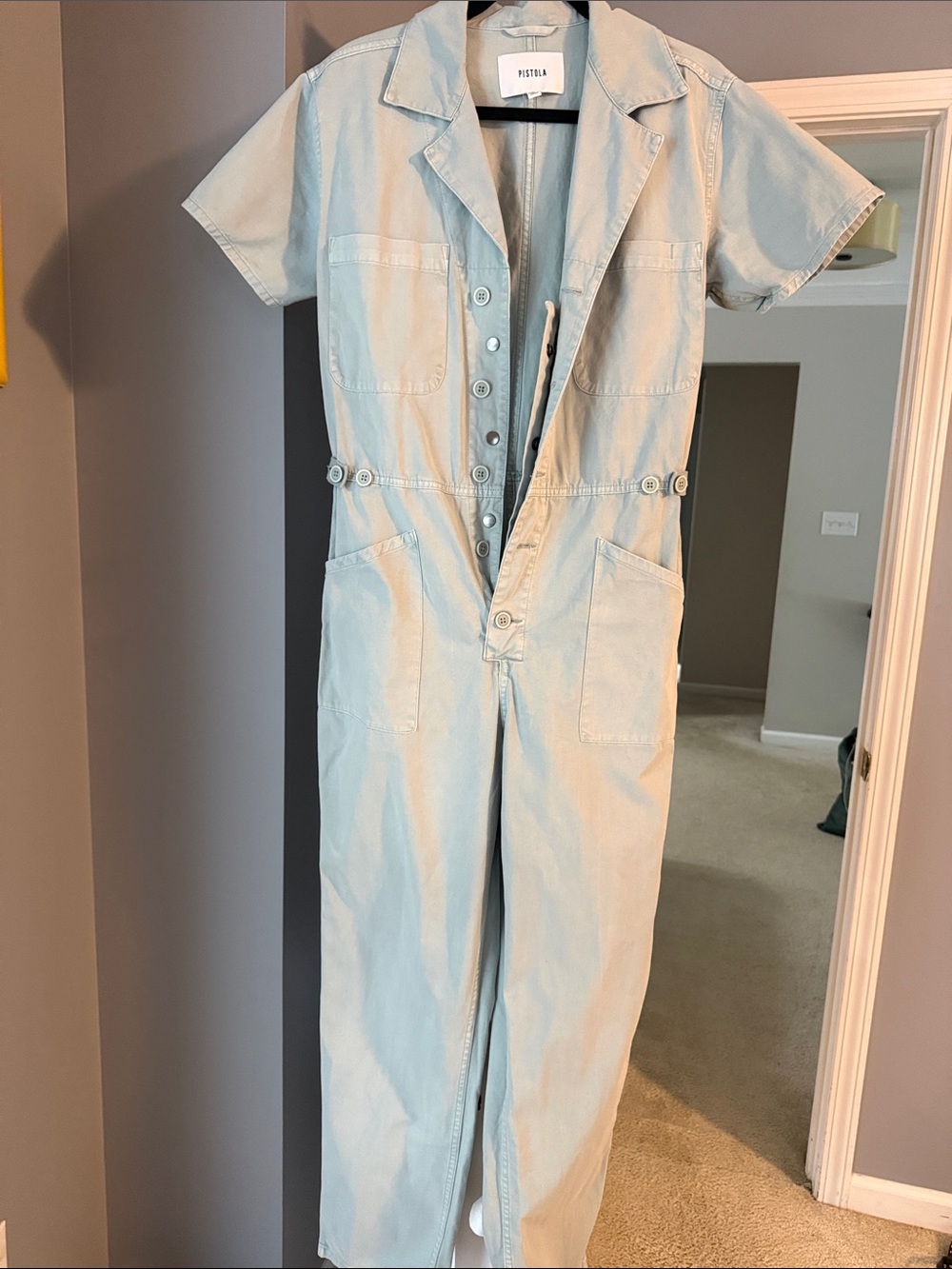 Pistola Light Blue Short-Sleeve Utility Jumpsuit